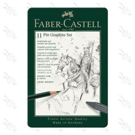 ESTUCHE DE METAL CON 11 PIEZAS FABER CASTELL PITT GRAFITO