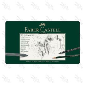 ESTUCHE DE METAL CON 26 PIEZAS FABER CASTELL PITT GRAFITO