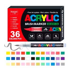 PLUMONES ACRÍLICOS PUNTA PINCEL X36