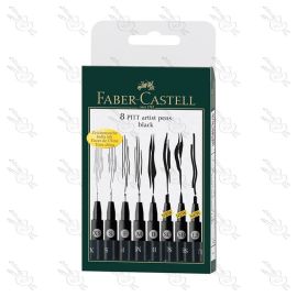 MARCADORES PITT ARTIST PENS BLACK FABER CASTELL X8