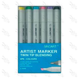 SET DE MARCADORES CON DOBLE PUNTA SINOART x6 UND