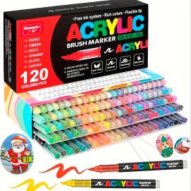 PLUMONES ACRÍLICOS PUNTA PINCEL X120