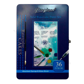 SET x36 CAJA DE METAL DE ACUARELAS EN PASTILLA GIORGIONE