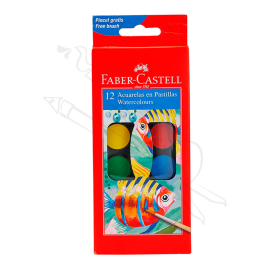 SET DE ACUARELA ESCOLAR X 12 PASTILLAS FABER CASTELL