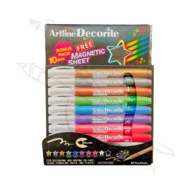 MARCADORES PUNTA PINCEL ARTLINE DECORITE X10 MAGNETIC SHEET