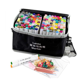 ESTUCHE DE TELA CON x168 MARCADORES DE DOBLE PUNTA LANKE MARKER