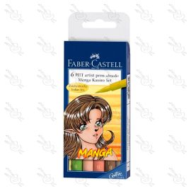 MARCADORES PITT ARTIST PEN BRUSH MANGA KAOIRO FABER CASTELL X6