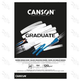 BLOCK CANSON GRADUATE BLACK DRAWING PAPER EMPASTADO 120GRS A4
