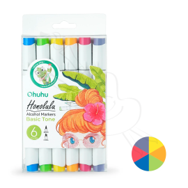 MARCADORES OHUHU 6 UND TONOS BÁSICOS PUNTA BRUSH Y BISELADA