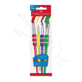 PINCEL FABER CASTELL SOFT TOUCH X4 COLORES BÁSICOS