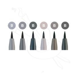 PITT ARTIST PEN BRUSH SHADES OF GREY X6 FABER CASTELL