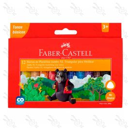 PLASTILINA X12 JUMBO XL TRIANGULAR PARA MOLDEAR FABER CASTELL