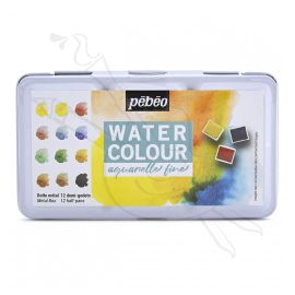 SET METAL RECTANGULAR DE X12 ACUARELAS EN PASTILLAS PEBEO