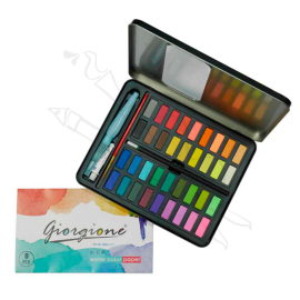 SET METÁLICO ACUARELA EN PASTILLA CON BOLSO DE TELA GIORGIONE 36 COLORES