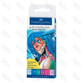 MARCADORES PITT ARTIST PEN BRUSH MANGA SHOJO FABER CASTELL X6