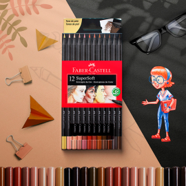 ECOLÁPICES DE COLOR X12 TONOS PIEL SUPERSOFT FABER CASTELL