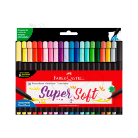 MARCADORES X20 PUNTA PINCEL SUPERSOFT FABER CASTELL