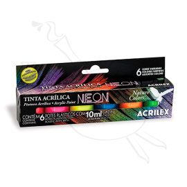 SET DE X6 ACRÍLICOS NEÓN EN POTE ACRILEX 10ML