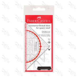 ESCUADRA GEOMÉTRICA CON ASA FABER CASTELL 14CM