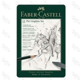 ESTUCHE DE METAL CON 11 PIEZAS FABER CASTELL PITT GRAFITO