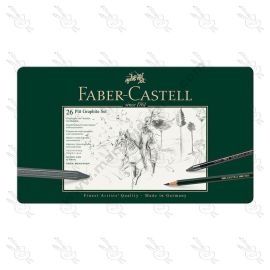 ESTUCHE DE METAL CON 26 PIEZAS FABER CASTELL PITT GRAFITO