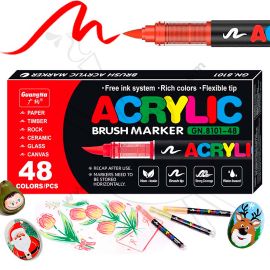 PLUMONES ACRÍLICOS PUNTA PINCEL X48