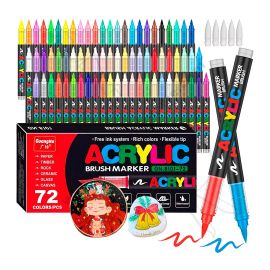 PLUMONES ACRÍLICOS PUNTA PINCEL X72