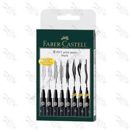 MARCADORES PITT ARTIST PENS BLACK FABER CASTELL X8