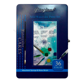 SET x36 CAJA DE METAL DE ACUARELAS EN PASTILLA GIORGIONE