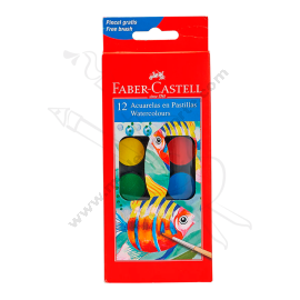 SET DE ACUARELA ESCOLAR X 12 PASTILLAS FABER CASTELL