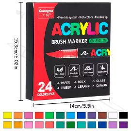 PLUMONES ACRÍLICOS PUNTA PINCEL X24