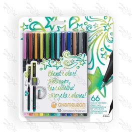 SET DE MARCADORES FINE PEN TONOS BRILLANTES CHAMELEON X12