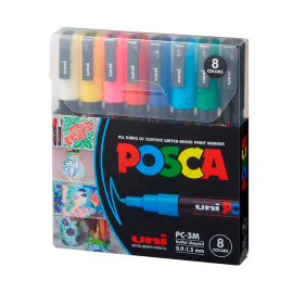 ESTUCHE DE MARCADORES POSCA PC-3M X8