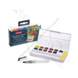 SET DE ACUARELA DERWENT INKTENSE X12 TONOS BÁSICOS + WATERBRUSH #2