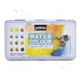 SET METAL RECTANGULAR DE X12 ACUARELAS EN PASTILLAS PEBEO