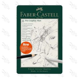 ESTUCHE DE METAL CON 11 PIEZAS PITT GRAPHITE MATT FABER CASTELL