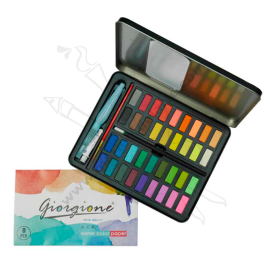 SET METÁLICO ACUARELA EN PASTILLA CON BOLSO DE TELA GIORGIONE 36 COLORES