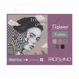 BLOCK FABRIANO TIZIANO TONOS GRISES DE 20 HOJAS 160GRS 32x41CM