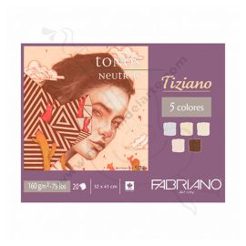 BLOCK FABRIANO TIZIANO TONOS NEUTROS DE 20 HOJAS 160GRS 32X41 CM